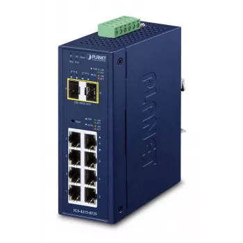 Pārvaldāms slēdzis PLANET IP30 Rūpnieciskais L2/L4 8 Portu Gigabit Ethernet 10/100/1000