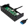 LogiLink USB 3.0 centrmezgls, 7 portu 5.25 iekšējais, ar ātrās uzlādes portu - Centrmezgls - 6 x SuperSpeed USB 3.0 + 1 x SuperSpeed USB 3.0 (uzlādei)