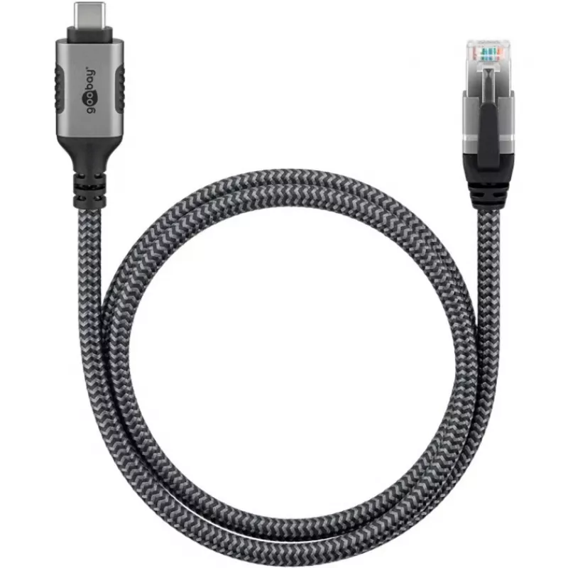 Goobay 70755 USB-C uz RJ45 Ethernet CAT 6 kabelis stabilam vadu interneta savienojumam ar maršrutētāju/modemu/tīkla komutatoru/aizstāj USB uz RJ45 adapteri / 1