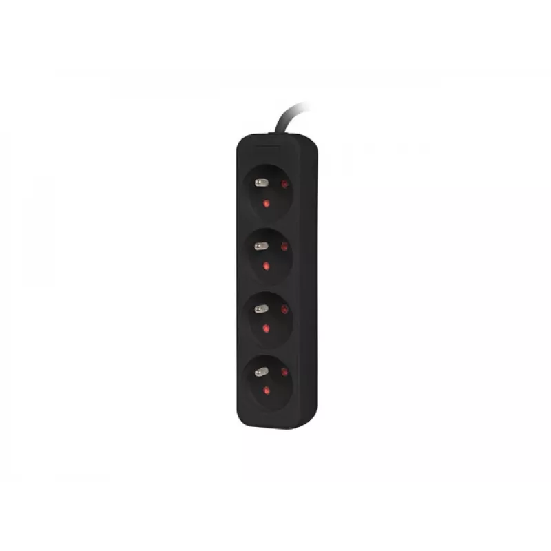 Lanberg, Pagarinātājs, PS0-04E-0150-BK Strāvas pagarinātājs ar 4 AC kontaktligzdām iekštelpām Melns (4x, CEE 7/5, 1,50m)