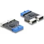 USB centrmezgls DELOCK 5 Gbps 20 kontaktu iekšējais savienotājs uz 2× USB-A 5 Gbps