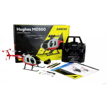 Amewi RC Helicopter MD500 Li-Po akumulators 350mAh sudraba/sarkans (25354)