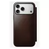 Nomad Modern Leather Folio mobilo tālruņu futrālis iPhone 17 Pro Max — brūna, āda, 6,3 collu ekrāns, 4 karšu kabatiņas