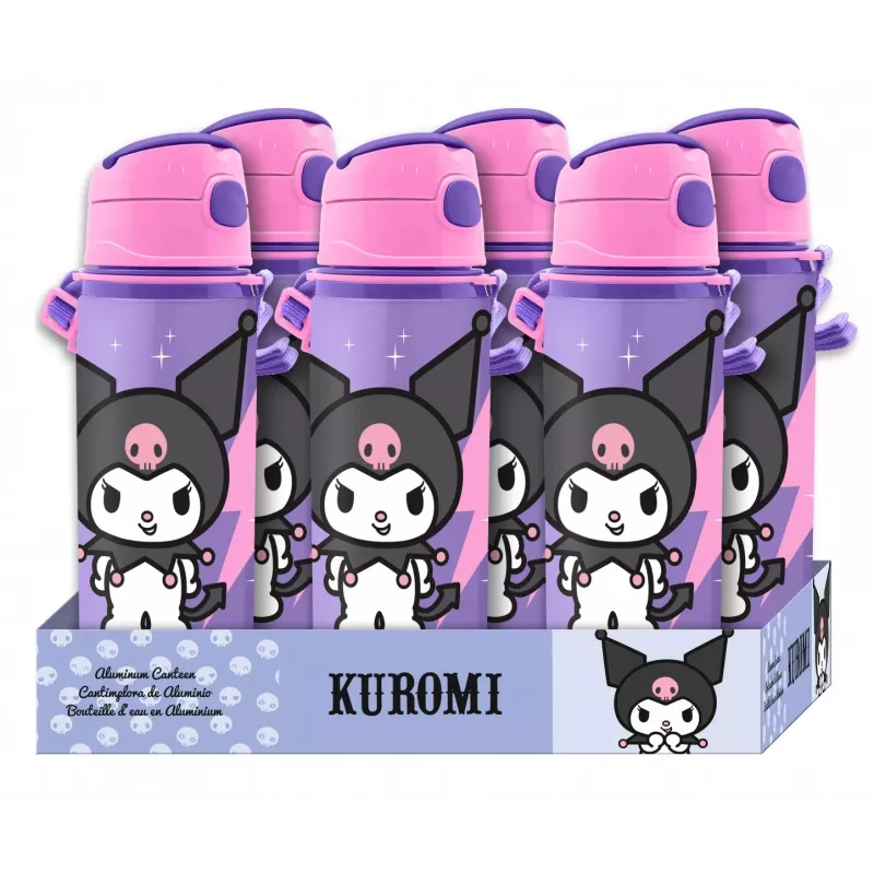 Kids Euroswan alumīnija pudele ar siksnu 600 ml Kuromi — termopudele bērniem