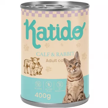 KATIDO Teļa gaļa ar trusi - mitrā kaķu barība - 400g