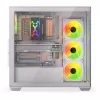 PC korpuss KRUX Exo RGB balta — ATX tornis, tērauds, 2x3,5 collu + 2x2,5 collu nodalījumi, USB-C, RGB