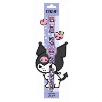 Kids Euroswan rokas pulkstenis Kuromi modelis KU00002 bērniem, analogais displejs, kvarca mehānisms