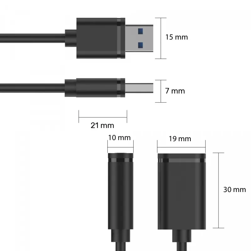 USB kabelis UNITEK Y-C447GBK 0,5 m USB 2.0 melns