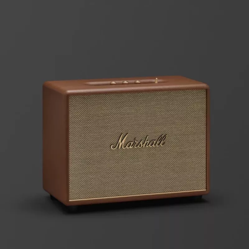 Bezvadu skaļrunis MARSHALL Woburn III Brown — multiroom, Bluetooth, Wi‑Fi, analogās ieejas