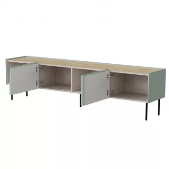 TV skapis cama meble FELLINI 200x40x52 cm, olīvu rāmis ar eļļotā ozola virsmu