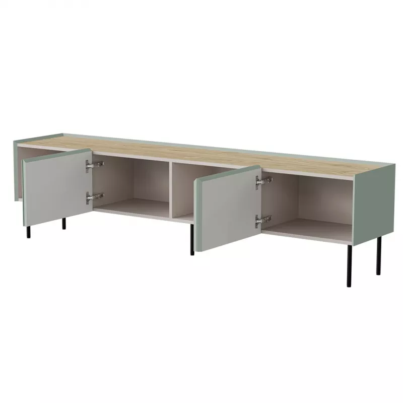 TV skapis cama meble FELLINI 200x40x52 cm, olīvu rāmis ar eļļotā ozola virsmu