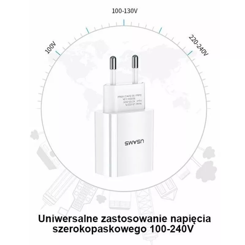 Usams T18 viens USB 2.1A lādētāja galviņa