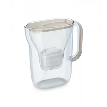 Ūdens filtrēšanas krūze BRITA Style Essential, 2,4 L tvertne (1,4 L filtrēts), MAXTRA, atverams vāks, smilšu krāsa