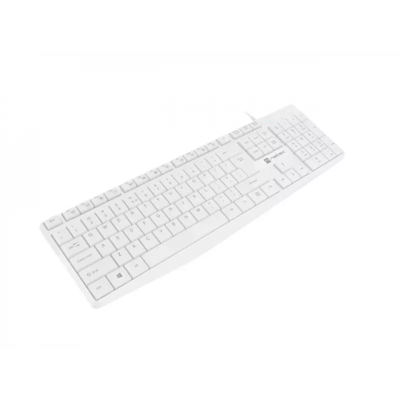 Vadu pilnizmēra tastatūra NATEC NAUTILUS NKL-1951, 105 taustiņi, US International QWERTY, balta, USB, 1,8 m