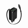 Lādētājs CANYON OnCharge 65RC ar iebūvētu USB-C vadu, 65W, 1x PD, 1x QC, ES kontaktdakša, melns