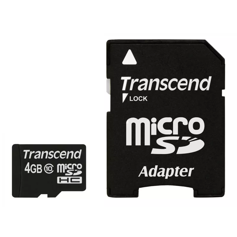 Flash atmiņa Transcend 4GB MicroSDHC Class 10 ar adapteri