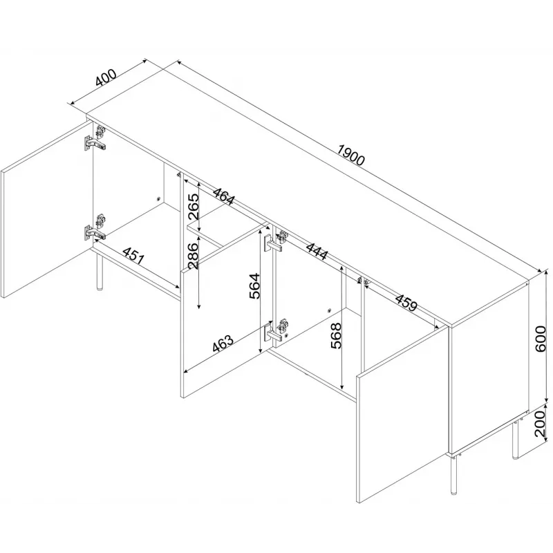 Cama INSERTO 3D1W kumode 190x40x80 melns + LED