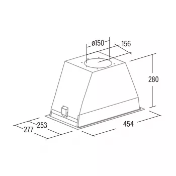 Iebūvējams griestu nosūcējs CATA GT-PLUS 45 WH/M, 492×277 mm, 645 m³/h, alumīnija filtrs, nerūsējošais tērauds
