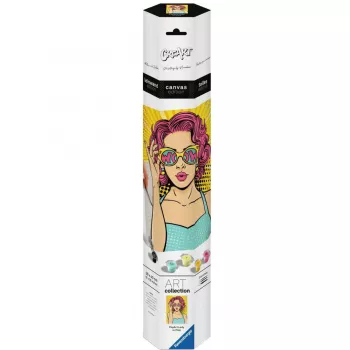 Ravensburger krāsošanas komplekts CreArt ART Collection Canvas Edition — Lady in Pink (PopArt)