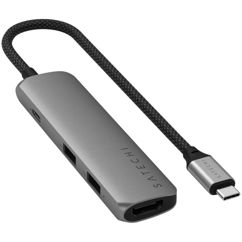 Satechi ST-P4SM saskarnes centrmezgls USB Type-C 10000 Mbit/s Pelēks