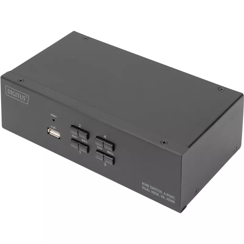 KVM slēdzis Digitus DS-12883 4-portu ar dubulto displeju 4K HDMI USB