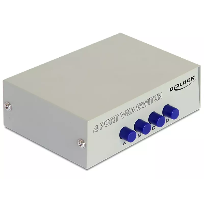 DeLock Switch VGA 4 portu manuāls divvirzienu - ekrāna slēdzis - 4 x VGA - galddatoram (87635)