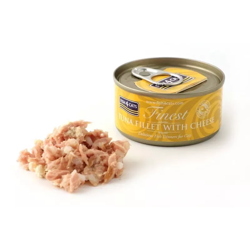Fish4Cats Finest tunča fileja ar sieru, mitrā barība kaķiem, 70 g
