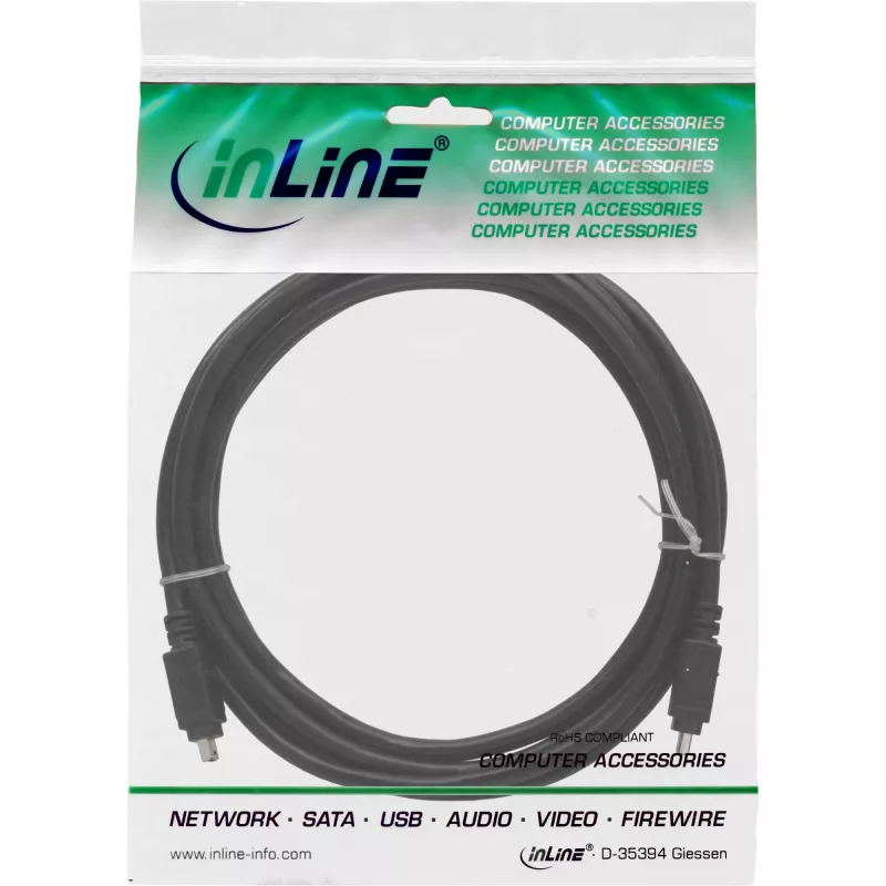 InLine FireWire 400 1394 kabelis 4 kontaktu vīrišķais / vīrišķais 3 m