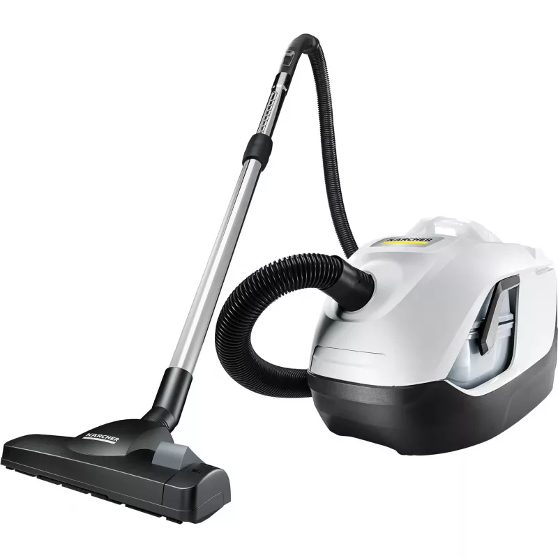 Cilindriskais putekļsūcējs Karcher DS 6 — sausā tīrīšana, 650 W, 2 L putekļu ietilpība, HEPA 13, 10,2 m darbības rādiuss, teleskopiskā caurule