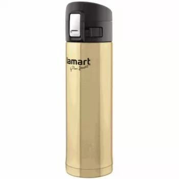 Vakuuma termoss LAMART LT4009 420 L zelts, nerūsējošā tērauda iekšpuse, atvēršana ar pogu, Ø 6,4 cm