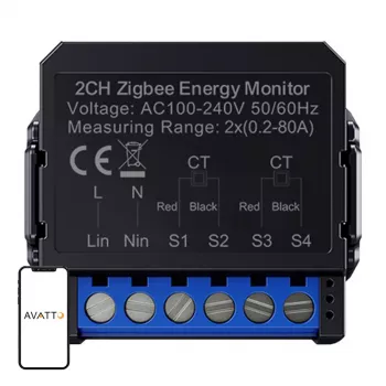 Viedais divvirzienu enerģijas skaitītājs Avatto ZWPM16-2 ZigBee — enerģijas monitorings patēriņam un ražošanai