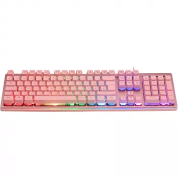 Deltaco GAM-021-RGB-P-DE - pilna izmēra (100%) - USB - membrānas taustiņu slēdzis - QWERTZ - Rozā
