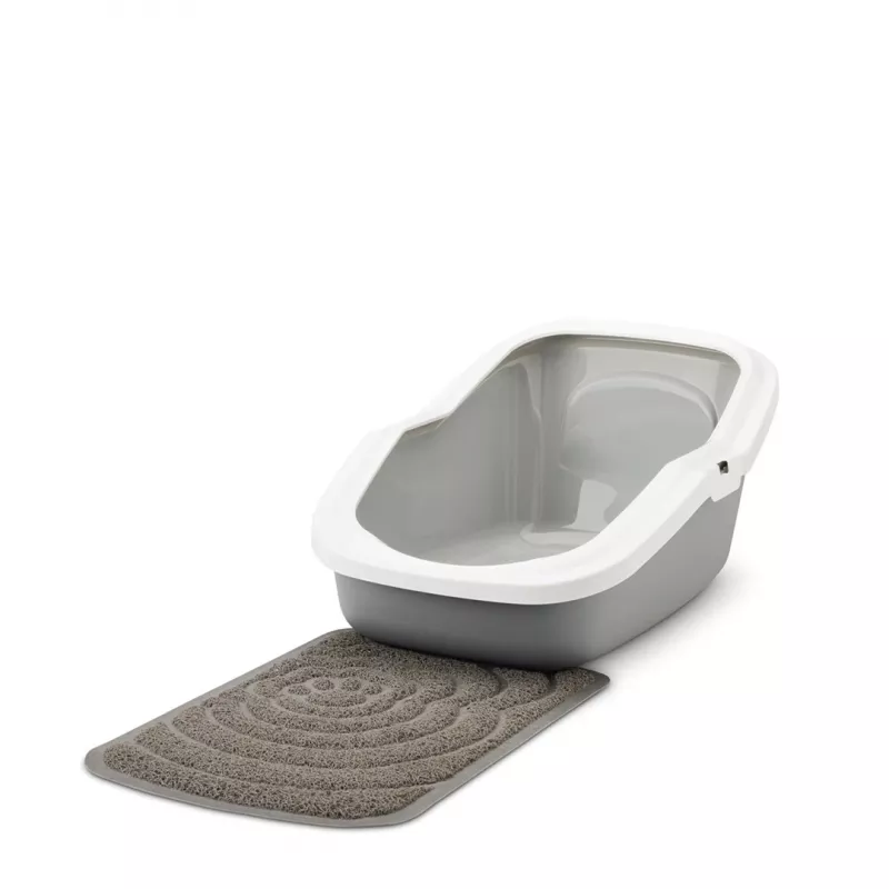Atvērtā kaķu tualete Savic Aseo pelēki balta 560×390×275 mm kaķiem, plastmasa, 2 kg