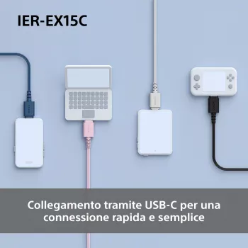 Sony IER-EX15C austiņas Vadu Ievietojamās Zvani/Mūzika USB Type-C Zilas