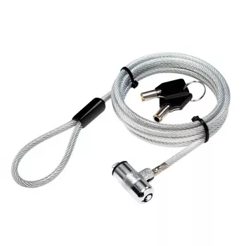 LogiLink NBS009 portatīvā datora drošības tauvas slēdzene ar atslēgu, 1,8 m, T veida, 1,5 cm, 2 atslēgas, plāna, sudraba
