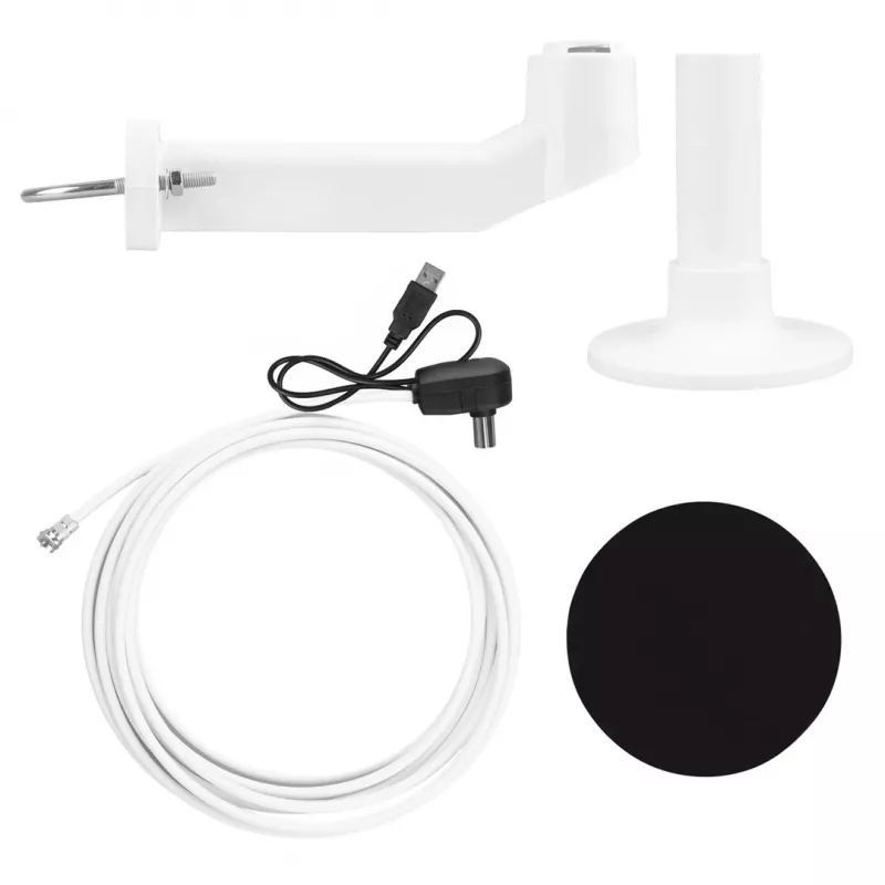 Daudzvirzienu aktīvā DVB-T/T2 HEVC antena MACLEAN MCTV-104 — āra kemperu stiprinājums, 174–230 un 470–698 MHz, USB 5 V