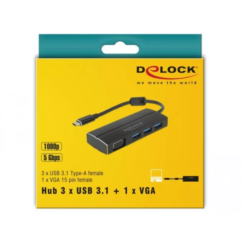 Klēpjdatora dokstacija DeLOCK 63932 USB 3.2 Gen 1 Type-C melna