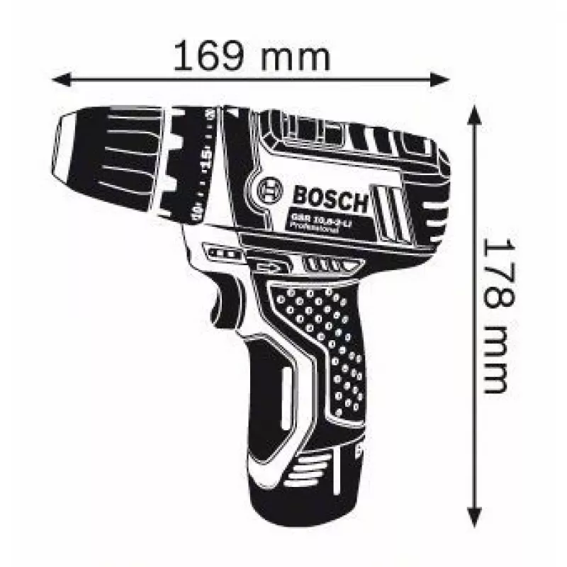 Bosch GSR 10,8-2-LI Professional Keyless Melns, Melns, Zils