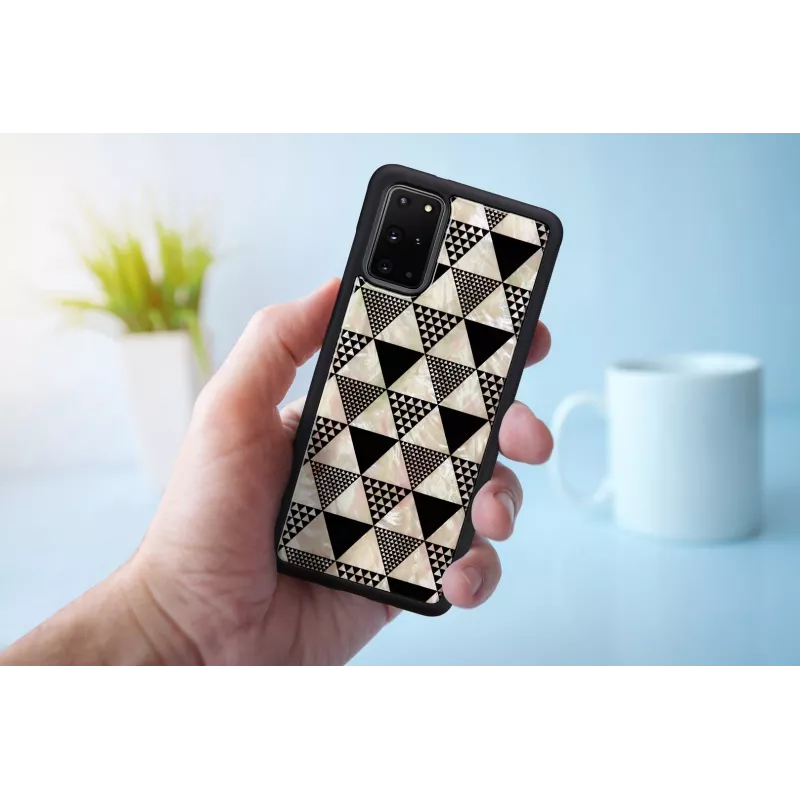 Aizsargapvalks iKins Samsung Galaxy S20+ — melns piramīdas dizains