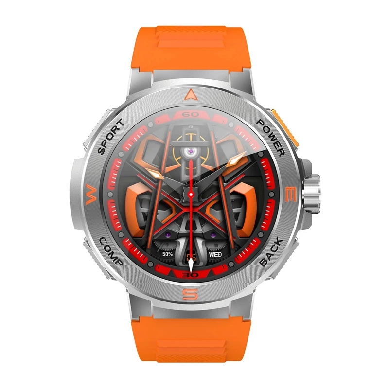 BlitzWolf BW-AT5 oranžs viedpulkstenis ar Bluetooth un sirdsdarbības monitoru