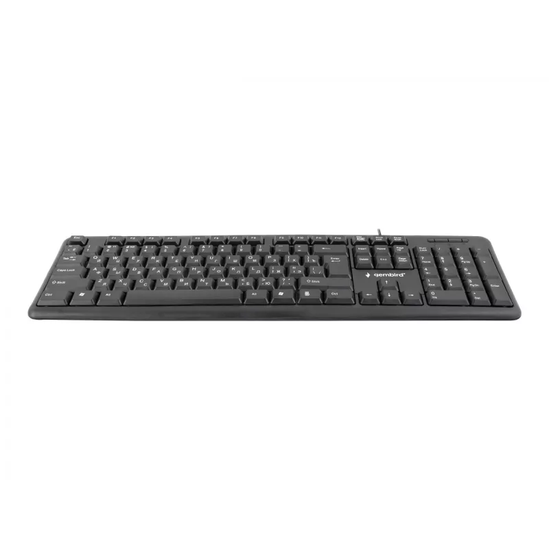 Tastatūra Gembird KB-U-103-RU Office USB QWERTY angļu krievu melna