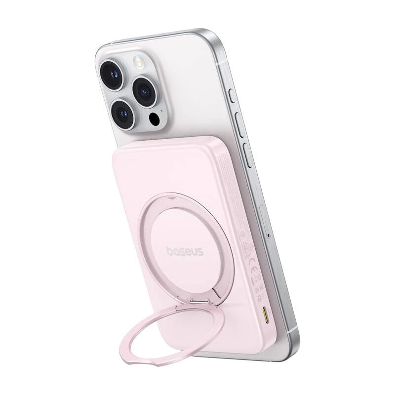 Ārējais akumulators Baseus PicoGo Qi2 5000mAh 20W rozā