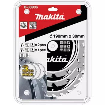 Apļveida zāģa asmeņu komplekts MAKFORCE B-33906, Ø 190 mm, 12Z / 24Z (3 gab., urbums 30 mm)