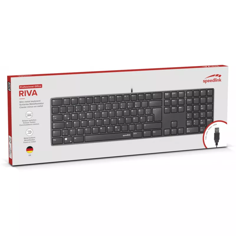 tastatūra SPEEDLINK SL-640010-BK USB German Melns Full-size 110 keys