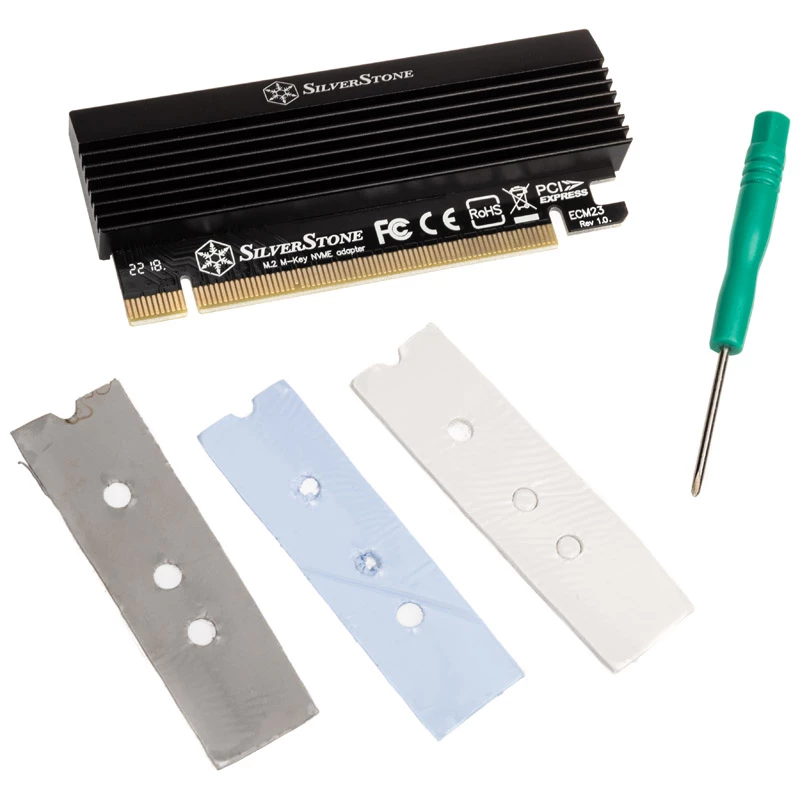 M.2 PCIe x4 adapteris ar dzesētāju SILVERSTONE SST-ECM23 — M.2 NVMe uz PCIe x4 (ar aktīvo dzesēšanu)