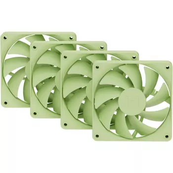 Datora dzesēšanas ventilators HYTE FA12-MM-4 120 mm, 1500 RPM, 72 m³/h, 1,6 mmH₂O, šķidruma dinamiskā gultņa, zaļš, 4 gab. iepakojumā