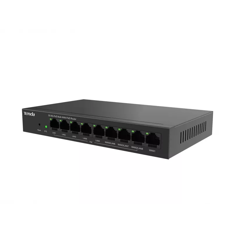 Vadu maršrutētājs Tenda G0-8G-PoE Gigabit Ethernet melns