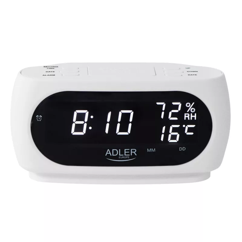 Adler AD 1186W modinātājpulkstenis Digitālais modinātājpulkstenis Melns, Balts