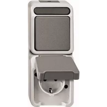 Sadales kārba Merten MEG3495-8029 tips F, pelēka, 73×165×60 mm