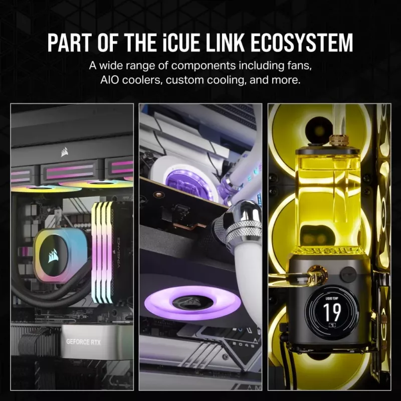 Ventilators Corsair iCUE LINK RX120 RGB 12 cm 400-2100 RPM Magnētiskais gultnis
